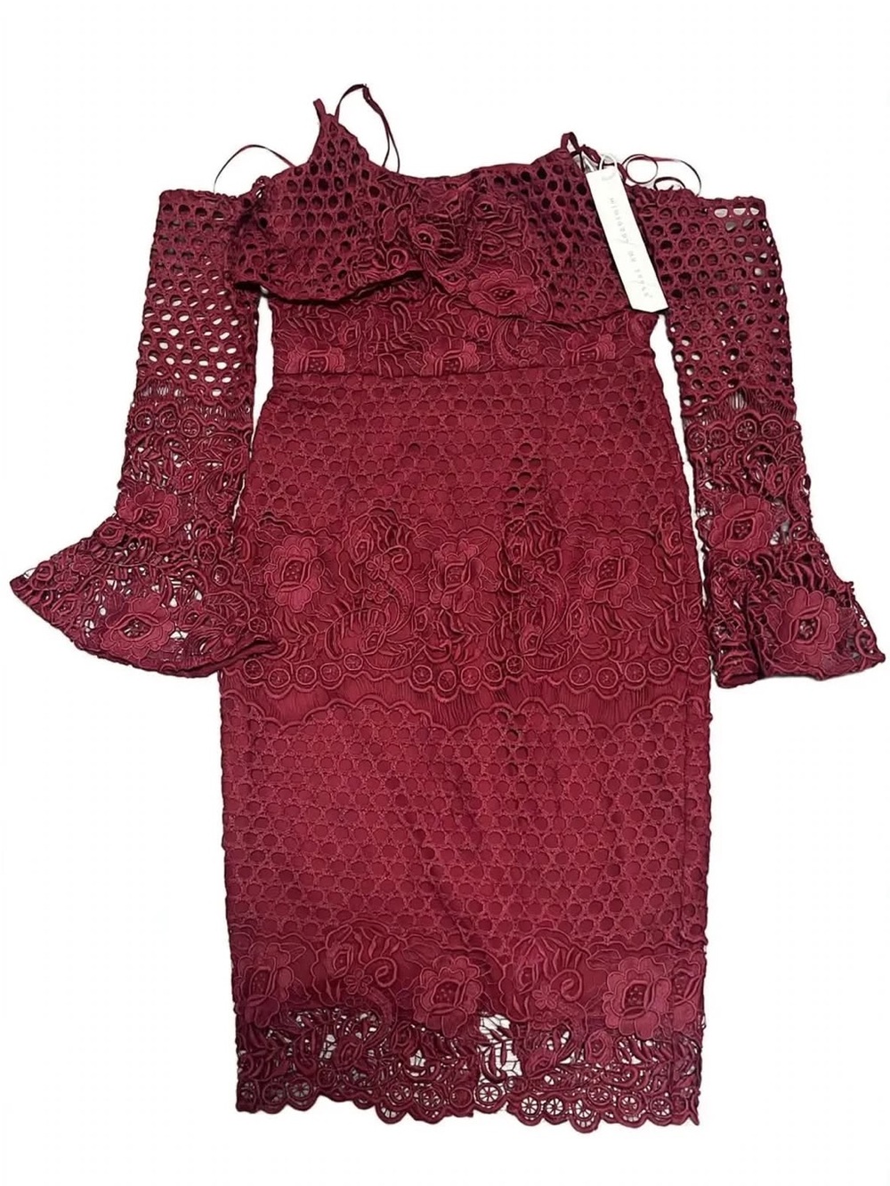Ministry of Style Momentum Midi Dress Wine Burgundy Lace NWT Size 6 $299